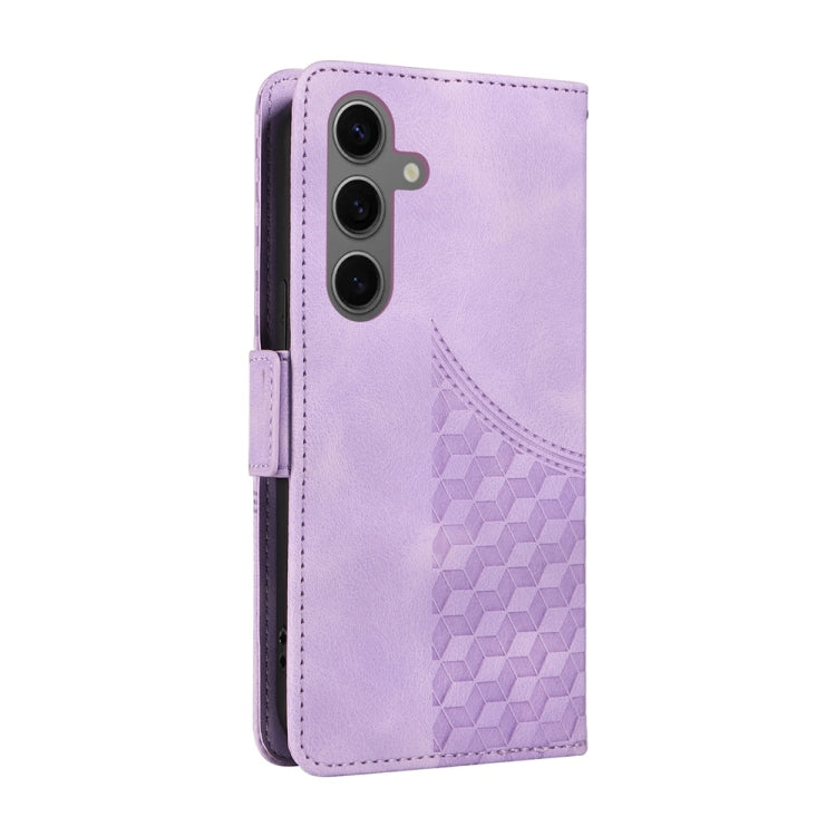 For Samsung Galaxy S25 5G Embossed Rhombus Starry Leather Phone Case(Purple) - Galaxy S25 5G Cases by PMC TechLife | Online Shopping South Africa | PMC TechLife | Buy Now Pay Later Mobicred