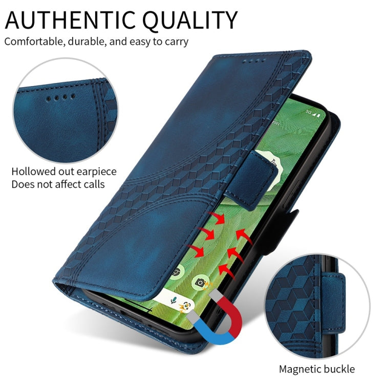For Samsung Galaxy S25+ 5G Embossed Rhombus Starry Leather Phone Case(Blue) - Galaxy S25+ 5G Cases by PMC TechLife | Online Shopping South Africa | PMC TechLife | Buy Now Pay Later Mobicred