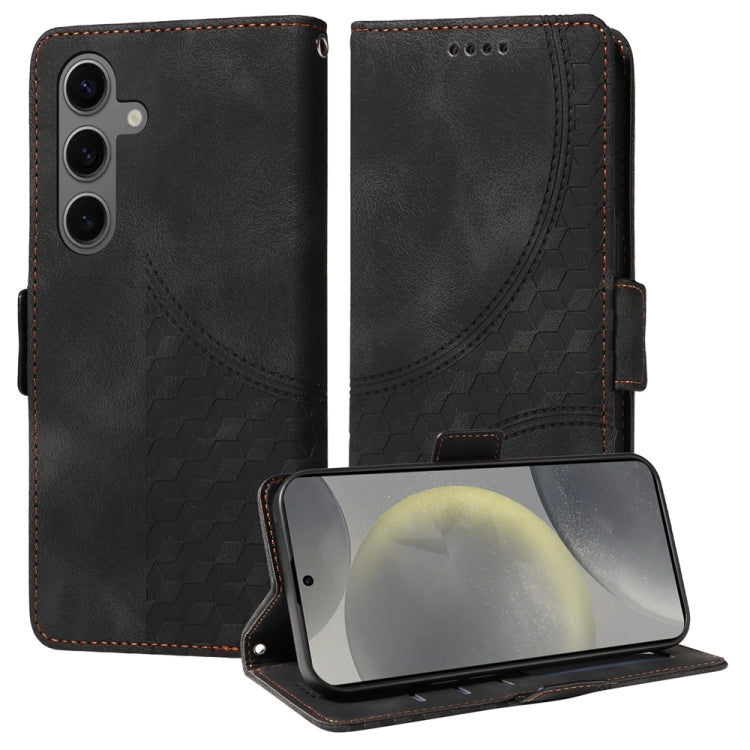 For Samsung Galaxy S25+ 5G Embossed Rhombus Starry Leather Phone Case(Black) - Galaxy S25+ 5G Cases by PMC TechLife | Online Shopping South Africa | PMC TechLife | Buy Now Pay Later Mobicred
