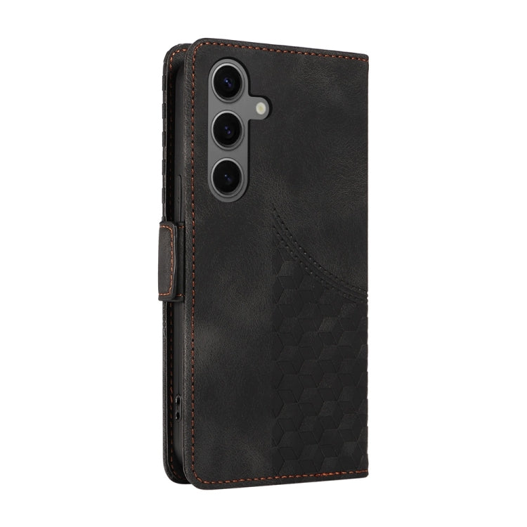 For Samsung Galaxy S25+ 5G Embossed Rhombus Starry Leather Phone Case(Black) - Galaxy S25+ 5G Cases by PMC TechLife | Online Shopping South Africa | PMC TechLife | Buy Now Pay Later Mobicred
