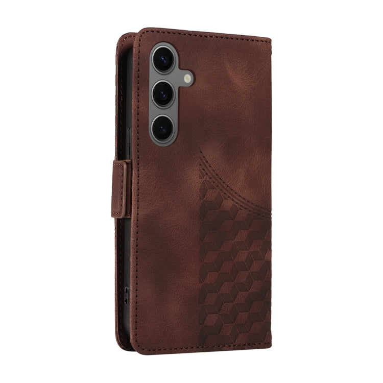 For Samsung Galaxy S25+ 5G Embossed Rhombus Starry Leather Phone Case(Brown) - Galaxy S25+ 5G Cases by PMC TechLife | Online Shopping South Africa | PMC TechLife | Buy Now Pay Later Mobicred