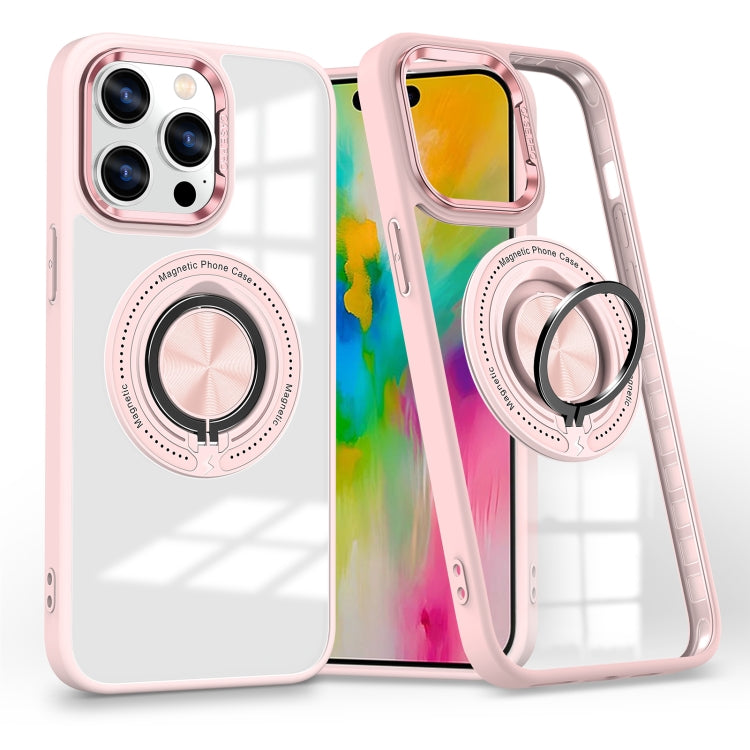 For iPhone 16 Pro Max Magnetic Rotating Ring Holder Phone Case(Pink) - iPhone 16 Pro Max Cases by PMC TechLife | Online Shopping South Africa | PMC TechLife | Buy Now Pay Later Mobicred