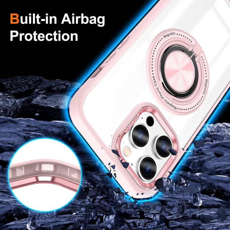 For iPhone 16 Pro Max Magnetic Rotating Ring Holder Phone Case(Pink) - iPhone 16 Pro Max Cases by PMC TechLife | Online Shopping South Africa | PMC TechLife | Buy Now Pay Later Mobicred