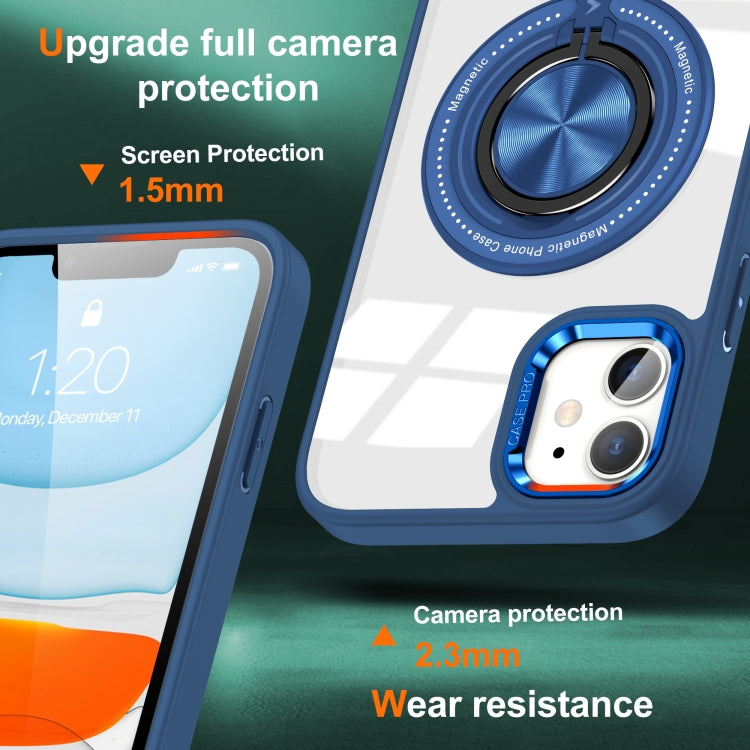 For iPhone 16 Plus Magnetic Rotating Ring Holder Phone Case(Dark Blue) - free shipping - PMC TechLife - Order now!
