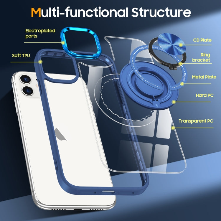 For iPhone 16 Plus Magnetic Rotating Ring Holder Phone Case(Dark Blue) - free shipping - PMC TechLife - Order now!
