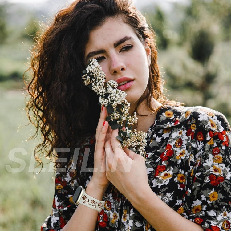 For Apple Watch Ultra 2 49mm Two-color Rose Engraved Silicone Watch Band(White Pink) - free shipping - PMc TechLife - Order now!