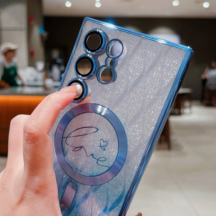 For Samsung Galaxy S25 5G Dual-Love Leaves Gradient Glitter MagSafe TPU Phone Case(Gold) - Galaxy S25 5G Cases by PMC TechLife | Online Shopping South Africa | PMC TechLife | Buy Now Pay Later Mobicred