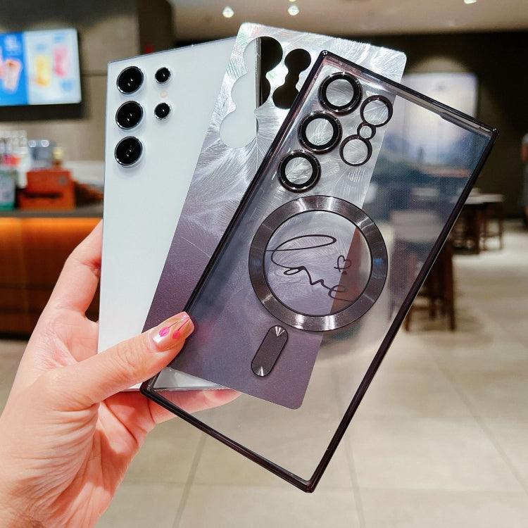 For Samsung Galaxy S25 5G Dual-Love Feather Gradient Glitter MagSafe TPU Phone Case(Black) - Galaxy S25 5G Cases by PMC Jewellery | Online Shopping South Africa | PMC Jewellery | Buy Now Pay Later Mobicred