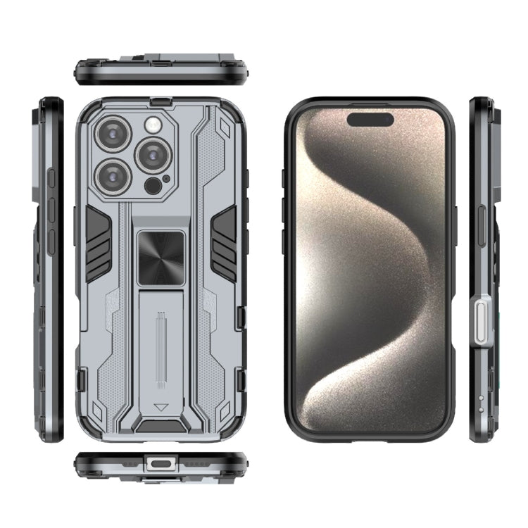 For iPhone 16 Pro Supersonic PC + TPU Holder Phone Case(Grey) - iPhone 16 Pro Cases by PMC TechLife | Online Shopping South Africa | PMC TechLife | Buy Now Pay Later Mobicred