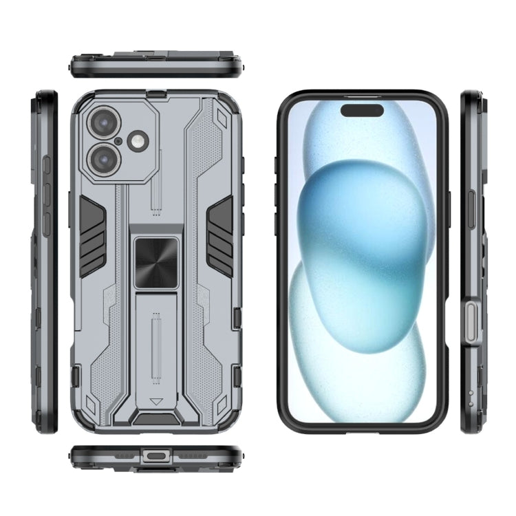 For iPhone 16 Plus Supersonic PC + TPU Holder Phone Case(Grey) - iPhone 16 Plus Cases by PMC TechLife | Online Shopping South Africa | PMC TechLife | Buy Now Pay Later Mobicred