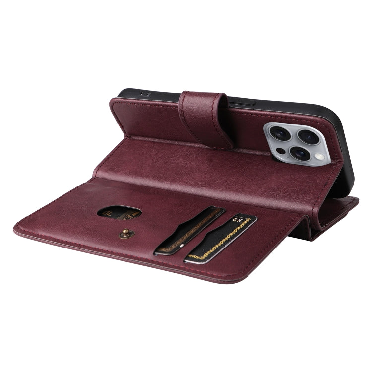 For iPhone 16 Pro Max Multi-Function Wallet 10 Card Slots Leather Phone Case(Claret) - iPhone 16 Pro Max Cases by PMC TechLife | Online Shopping South Africa | PMC TechLife | Buy Now Pay Later Mobicred