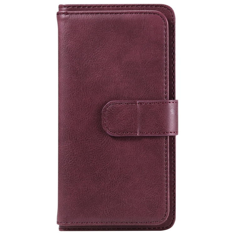 For Samsung Galaxy S25 Ultra 5G Multi-Function Wallet 10 Card Slots Leather Phone Case(Claret) - Galaxy S25 Ultra 5G Cases by PMC Jewellery | Online Shopping South Africa | PMC Jewellery | Buy Now Pay Later Mobicred