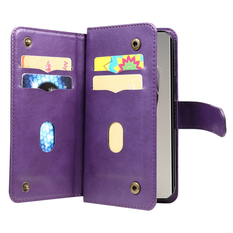 For Samsung Galaxy S25 Ultra 5G Multi-Function Wallet 10 Card Slots Leather Phone Case(Violet) - Galaxy S25 Ultra 5G Cases by PMC Jewellery | Online Shopping South Africa | PMC Jewellery | Buy Now Pay Later Mobicred