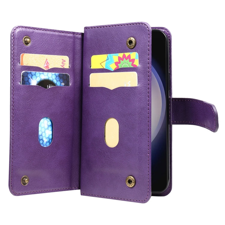 For Samsung Galaxy S25 / S24 5G Multi-Function Wallet 10 Card Slots Leather Phone Case(Violet) - Galaxy S25 5G Cases by PMC Jewellery | Online Shopping South Africa | PMC Jewellery | Buy Now Pay Later Mobicred
