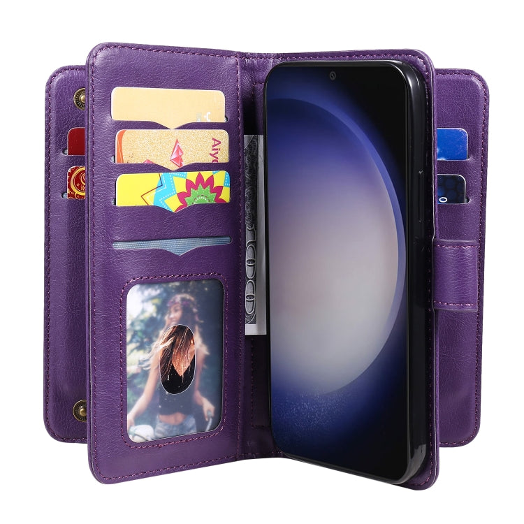 For Samsung Galaxy S25 / S24 5G Multi-Function Wallet 10 Card Slots Leather Phone Case(Violet) - Galaxy S25 5G Cases by PMC Jewellery | Online Shopping South Africa | PMC Jewellery | Buy Now Pay Later Mobicred