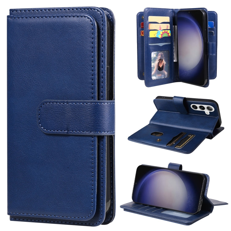For Samsung Galaxy S25 / S24 5G Multi-Function Wallet 10 Card Slots Leather Phone Case(Dark Blue) - Galaxy S25 5G Cases by PMC Jewellery | Online Shopping South Africa | PMC Jewellery | Buy Now Pay Later Mobicred