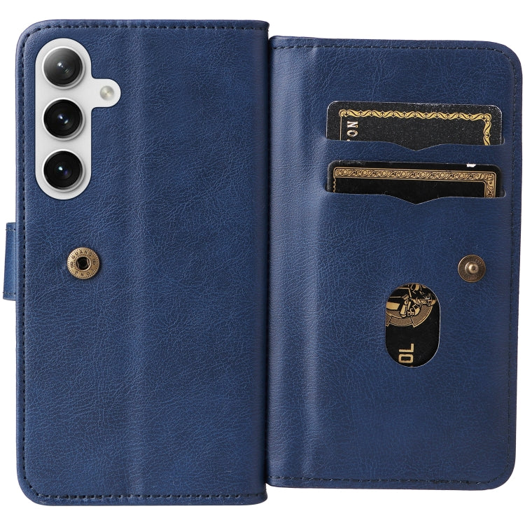 For Samsung Galaxy S25 / S24 5G Multi-Function Wallet 10 Card Slots Leather Phone Case(Dark Blue) - Galaxy S25 5G Cases by PMC Jewellery | Online Shopping South Africa | PMC Jewellery | Buy Now Pay Later Mobicred