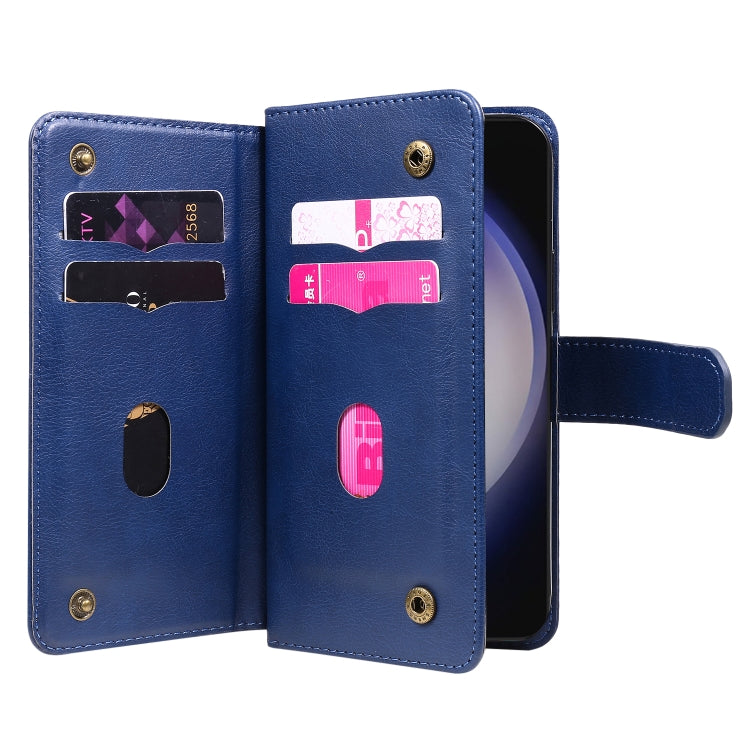 For Samsung Galaxy S25 / S24 5G Multi-Function Wallet 10 Card Slots Leather Phone Case(Dark Blue) - Galaxy S25 5G Cases by PMC Jewellery | Online Shopping South Africa | PMC Jewellery | Buy Now Pay Later Mobicred