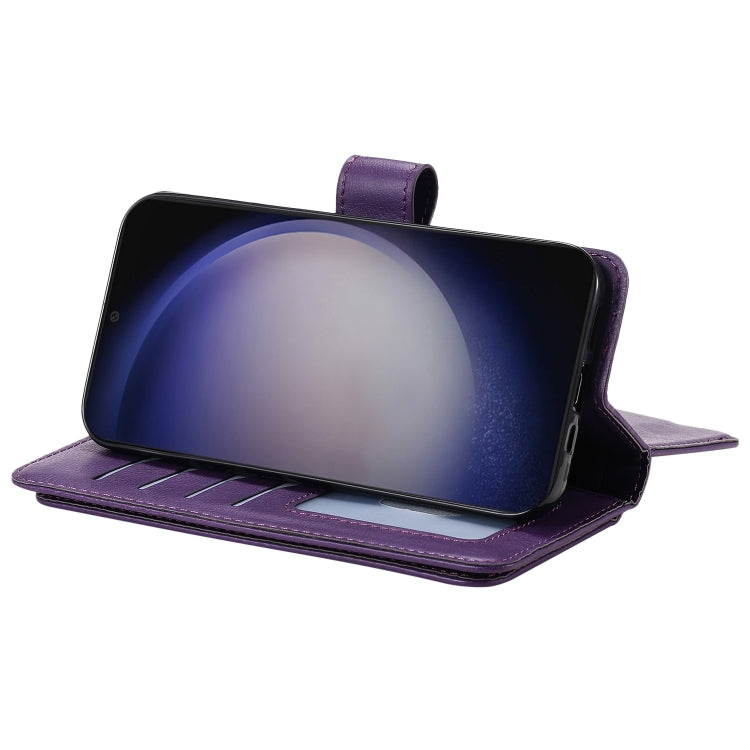 For Samsung Galaxy S25+ / S24+ 5G Multi-Function Wallet 10 Card Slots Leather Phone Case(Violet) - Galaxy S25+ 5G Cases by PMC Jewellery | Online Shopping South Africa | PMC Jewellery | Buy Now Pay Later Mobicred