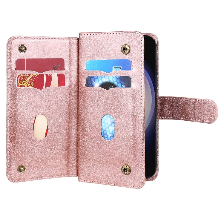 For Samsung Galaxy S25+ / S24+ 5G Multi-Function Wallet 10 Card Slots Leather Phone Case(Rose Gold) - Galaxy S25+ 5G Cases by PMC Jewellery | Online Shopping South Africa | PMC Jewellery | Buy Now Pay Later Mobicred