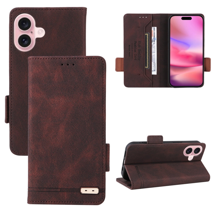 For iPhone 16 Magnetic Clasp Leather Phone Case(Brown) - iPhone 16 Cases by PMC TechLife | Online Shopping South Africa | PMC TechLife | Buy Now Pay Later Mobicred