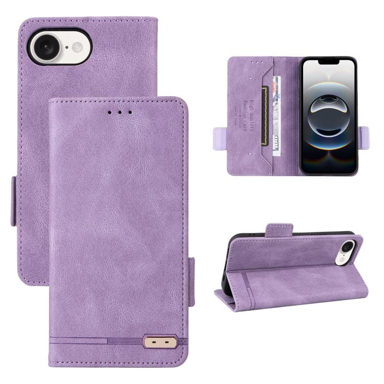 For iPhone 16e Magnetic Clasp Leather Phone Case(Purple) - iPhone 16e Cases by PMC TechLife | Online Shopping South Africa | PMC TechLife | Buy Now Pay Later Mobicred
