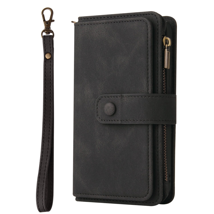 For Samsung Galaxy S25 Ultra 5G Skin Feel Multi Card Slots Zipper Wallet Leather Phone Case(Black) - Galaxy S25 Ultra 5G Cases by PMC Jewellery | Online Shopping South Africa | PMC Jewellery | Buy Now Pay Later Mobicred