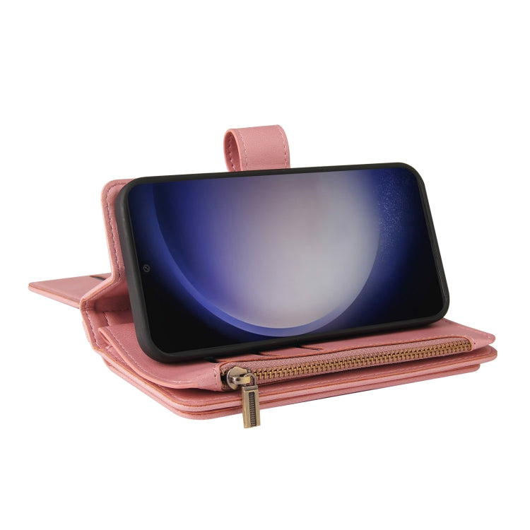 For Samsung Galaxy S25+ / S24+ 5G Skin Feel Multi Card Slots Zipper Wallet Leather Phone Case(Pink) - Galaxy S25+ 5G Cases by PMC Jewellery | Online Shopping South Africa | PMC Jewellery | Buy Now Pay Later Mobicred