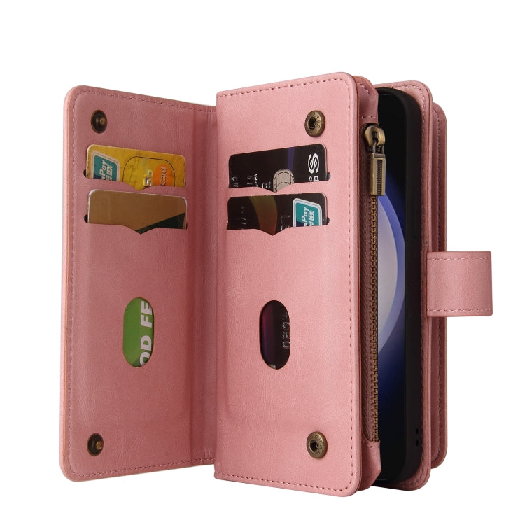 For Samsung Galaxy S25+ / S24+ 5G Skin Feel Multi Card Slots Zipper Wallet Leather Phone Case(Pink) - Galaxy S25+ 5G Cases by PMC Jewellery | Online Shopping South Africa | PMC Jewellery | Buy Now Pay Later Mobicred
