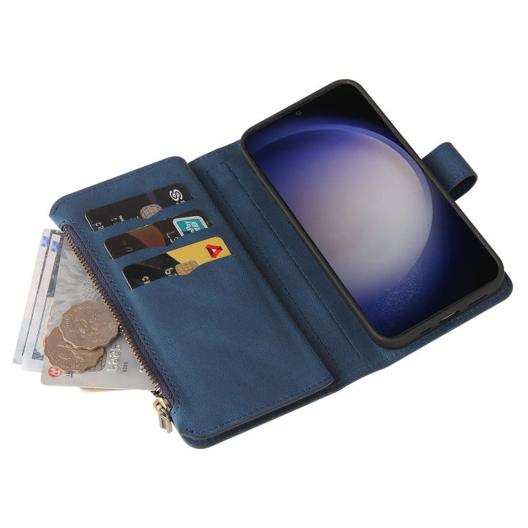For Samsung Galaxy S25+ / S24+ 5G Skin Feel Multi Card Slots Zipper Wallet Leather Phone Case(Blue) - Galaxy S25+ 5G Cases by PMC Jewellery | Online Shopping South Africa | PMC Jewellery | Buy Now Pay Later Mobicred