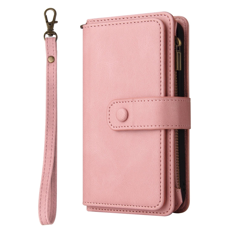 For Motorola Moto G85 Skin Feel Multi Card Slots Zipper Wallet Leather Phone Case(Pink) - Motorola Cases by PMC TechLife | Online Shopping South Africa | PMC TechLife | Buy Now Pay Later Mobicred