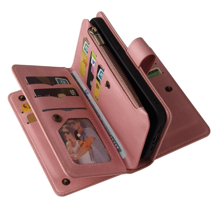 For Motorola Moto G85 Skin Feel Multi Card Slots Zipper Wallet Leather Phone Case(Pink) - Motorola Cases by PMC TechLife | Online Shopping South Africa | PMC TechLife | Buy Now Pay Later Mobicred