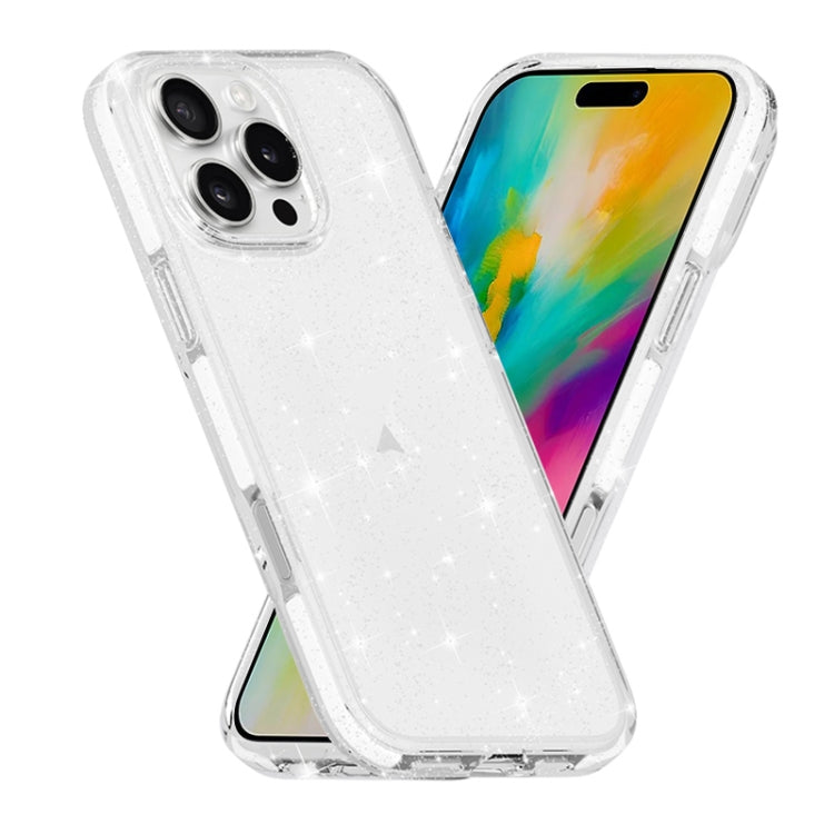 For iPhone 16 Pro Max Dual Color Clear Glitter TPU + TPE Full Coverage Phone Case(Glitter White) - iPhone 16 Pro Max Cases by PMC TechLife | Online Shopping South Africa | PMC TechLife | Buy Now Pay Later Mobicred