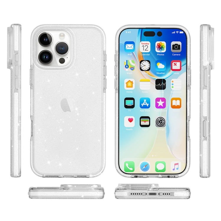 For iPhone 16 Pro Max Dual Color Clear Glitter TPU + TPE Full Coverage Phone Case(Glitter White) - iPhone 16 Pro Max Cases by PMC TechLife | Online Shopping South Africa | PMC TechLife | Buy Now Pay Later Mobicred