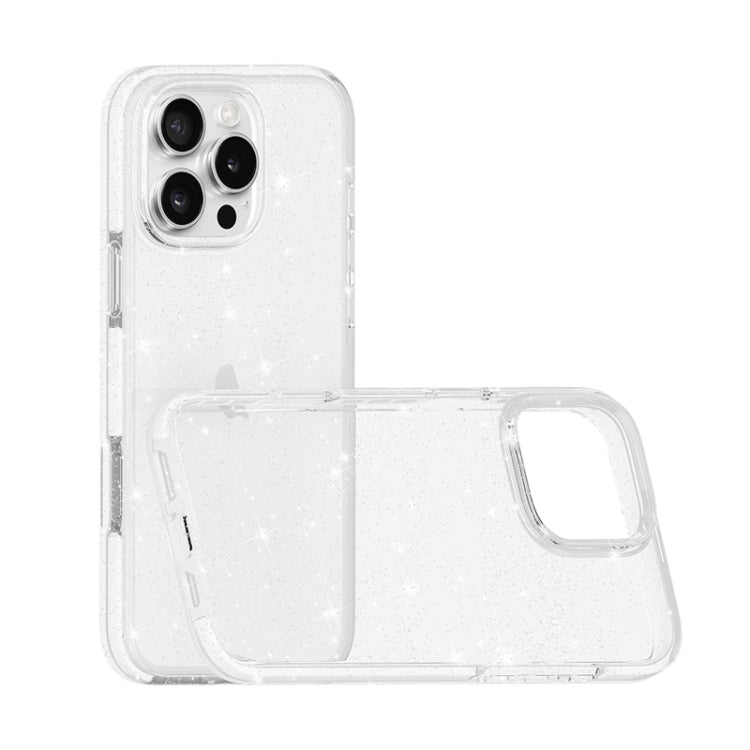 For iPhone 16 Pro Max Dual Color Clear Glitter TPU + TPE Full Coverage Phone Case(Glitter White) - iPhone 16 Pro Max Cases by PMC TechLife | Online Shopping South Africa | PMC TechLife | Buy Now Pay Later Mobicred