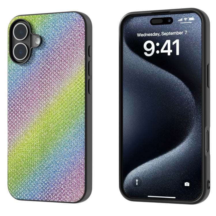 For iPhone 16 Diamond Black Frame Phone Case(Rainbow Diamond) - iPhone 16 Cases by PMC TechLife | Online Shopping South Africa | PMC TechLife | Buy Now Pay Later Mobicred
