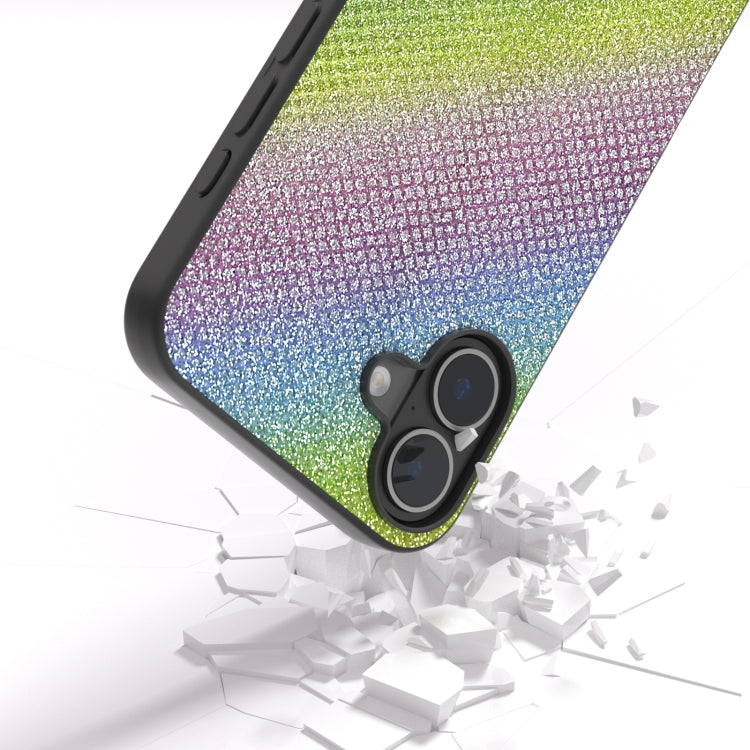 For iPhone 16 Diamond Black Frame Phone Case(Rainbow Diamond) - iPhone 16 Cases by PMC TechLife | Online Shopping South Africa | PMC TechLife | Buy Now Pay Later Mobicred