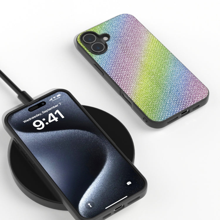 For iPhone 16 Diamond Black Frame Phone Case(Rainbow Diamond) - iPhone 16 Cases by PMC TechLife | Online Shopping South Africa | PMC TechLife | Buy Now Pay Later Mobicred