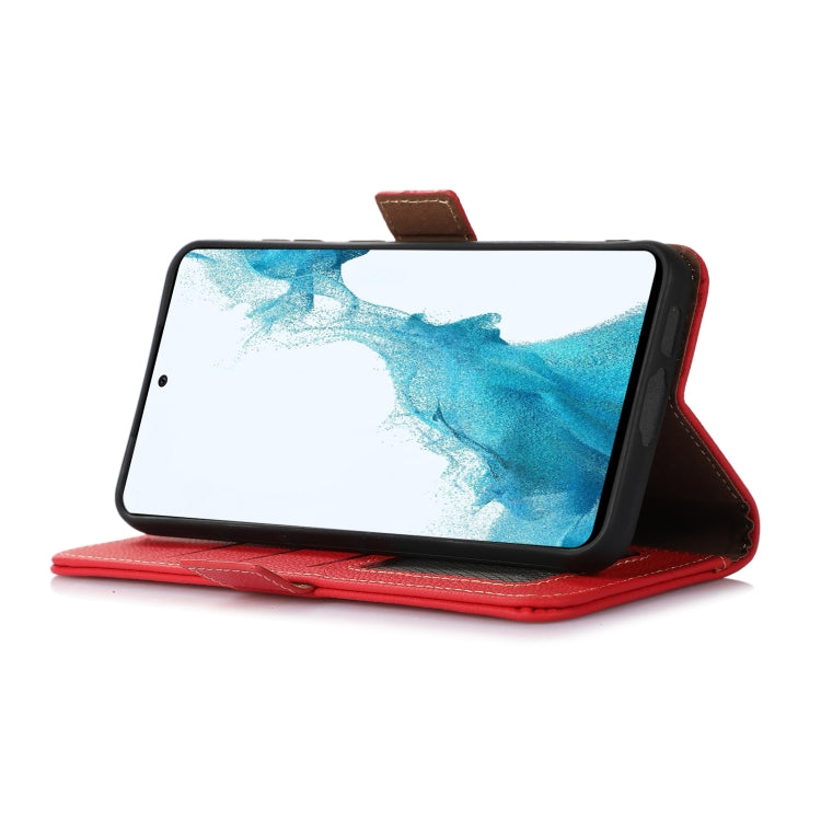 For Motorola Moto G35 Side-Magnetic TJ Genuine Leather RFID Phone Case(Red) - Motorola Cases by PMC TechLife | Online Shopping South Africa | PMC TechLife | Buy Now Pay Later Mobicred