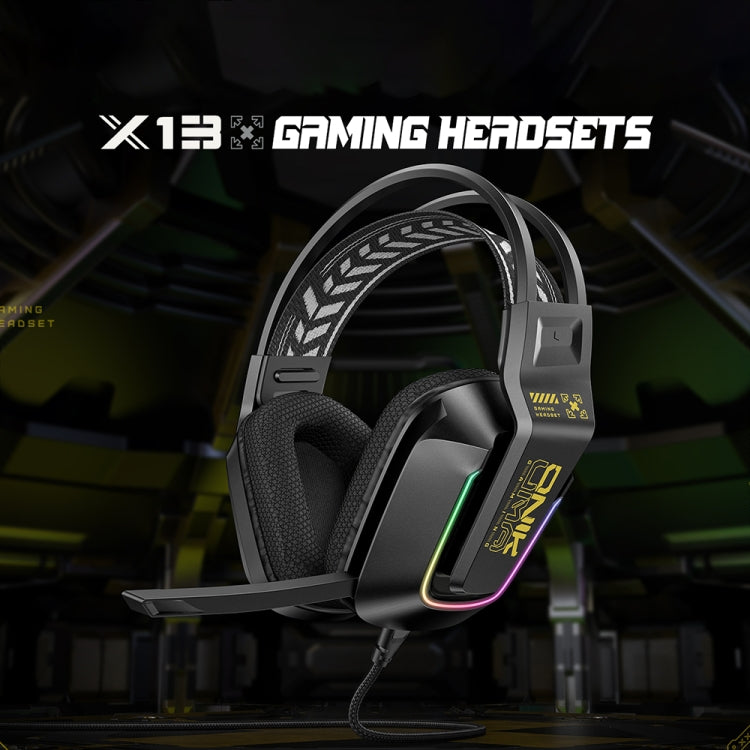 ONIKUMA X13 RGB Colorful Lighting Wired Gaming Headset with Microphone, Length:2.2m(Black) - free shipping - PMC Jewellery - Order now!