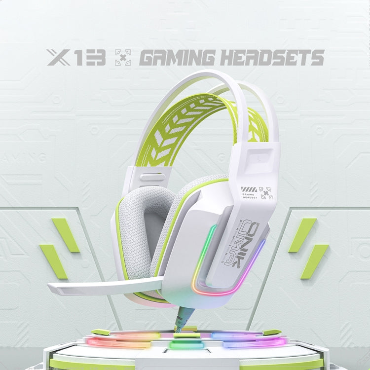 ONIKUMA X13 RGB Colorful Lighting Wired Gaming Headset with Microphone, Length:2.2m(White) - free shipping - PMC Jewellery - Order now!