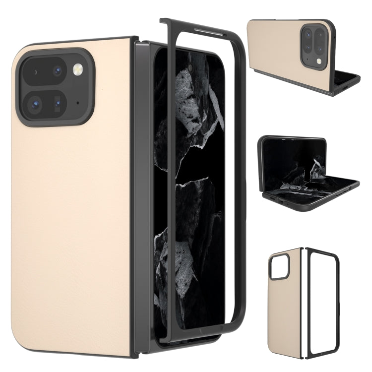 For Google Pixel 9 Pro Fold PU Leather Black Frame Full Coverage Phone Case(Peach Pink) - Google Cases by PMC TechLife | Online Shopping South Africa | PMC TechLife | Buy Now Pay Later Mobicred