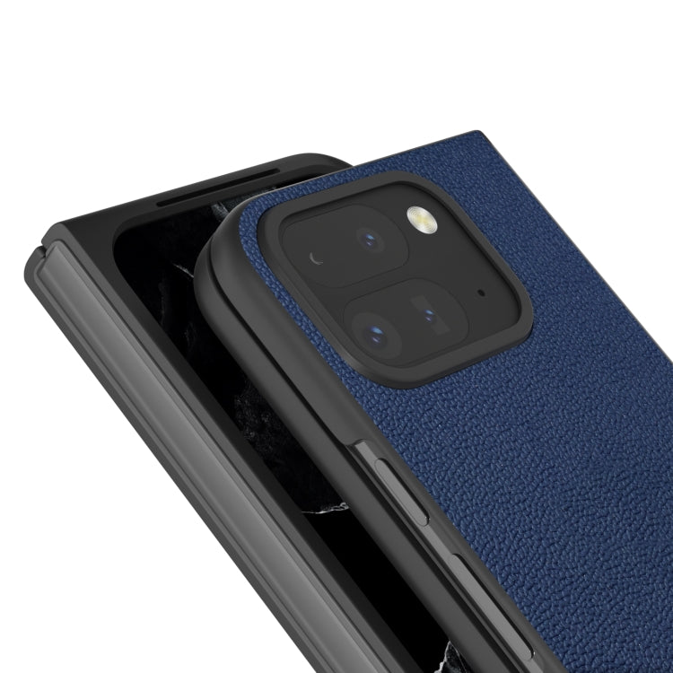 For Google Pixel 9 Pro Fold ABEEL Genuine Leather Luolai Series Phone Case(Dark Blue) - Google Cases by PMC TechLife | Online Shopping South Africa | PMC TechLife | Buy Now Pay Later Mobicred