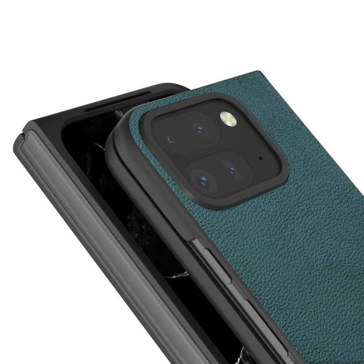 For Google Pixel 9 Pro Fold ABEEL Genuine Leather Luolai Series Phone Case(Dark Green) - Google Cases by PMC TechLife | Online Shopping South Africa | PMC TechLife | Buy Now Pay Later Mobicred