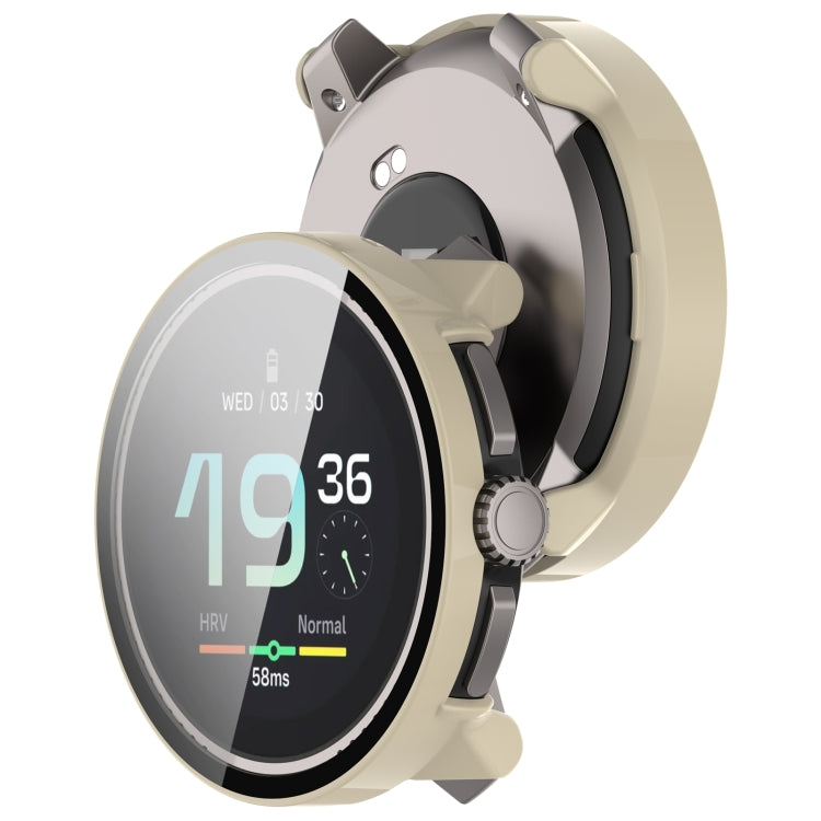 For Suunto Race S PC + Tempered Glass Film Integrated Watch Protective Case(Ivory White) - Watch Case by PMC TechLife | Online Shopping South Africa | PMC TechLife | Buy Now Pay Later Mobicred
