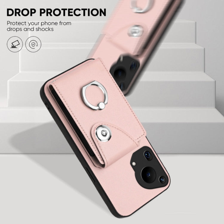 For Huawei Pura 70 Ultra Organ Card Bag Ring Holder Phone Case with Long Lanyard(Pink) - Huawei Cases by PMC Jewellery | Online Shopping South Africa | PMC Jewellery | Buy Now Pay Later Mobicred