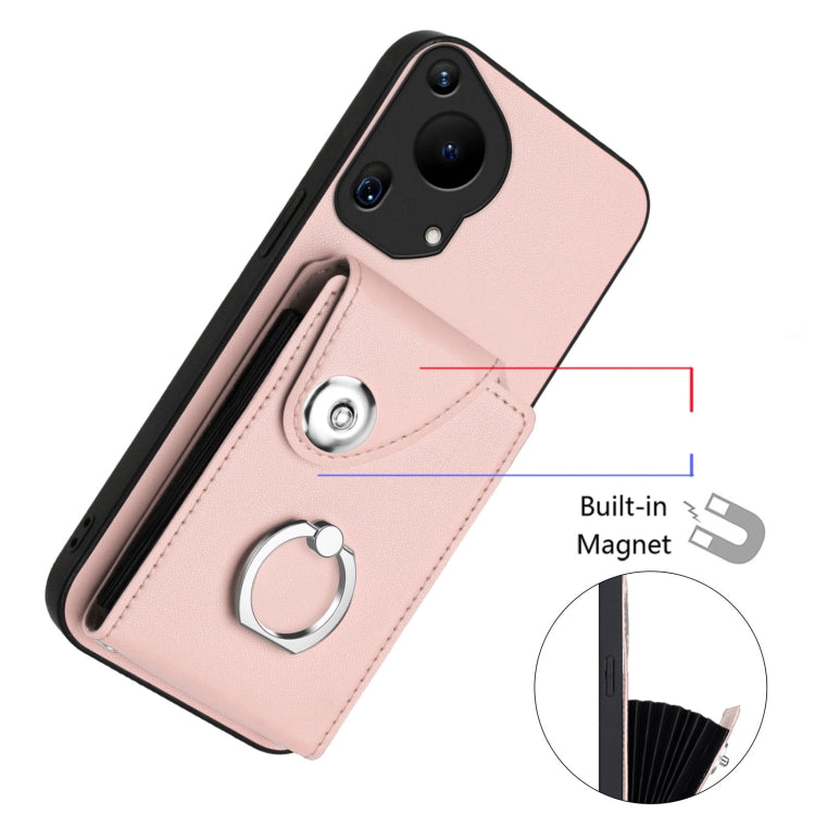 For Huawei Pura 70 Ultra Organ Card Bag Ring Holder Phone Case with Long Lanyard(Pink) - Huawei Cases by PMC Jewellery | Online Shopping South Africa | PMC Jewellery | Buy Now Pay Later Mobicred
