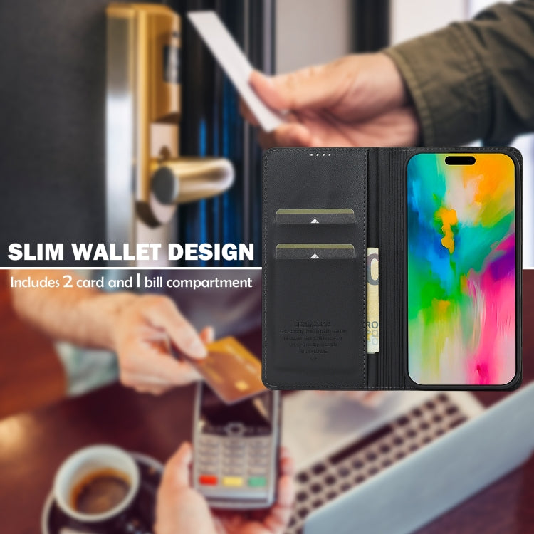 For iPhone 16 LC.IMEEKE L1 Series Frosted Fine Texture PU Phone Case(Black) - iPhone 16 Cases by LC.IMEEKE | Online Shopping South Africa | PMC TechLife | Buy Now Pay Later Mobicred