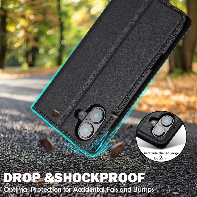 For iPhone 16 LC.IMEEKE L1 Series Frosted Fine Texture PU Phone Case(Black) - iPhone 16 Cases by LC.IMEEKE | Online Shopping South Africa | PMC TechLife | Buy Now Pay Later Mobicred