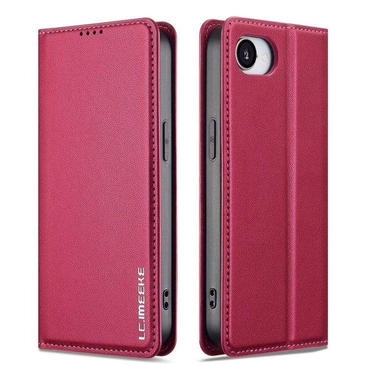 For iPhone 16e LC.IMEEKE L1 Series Frosted Fine Texture PU Phone Case(Red) - iPhone 16e Cases by LC.IMEEKE | Online Shopping South Africa | PMC TechLife | Buy Now Pay Later Mobicred